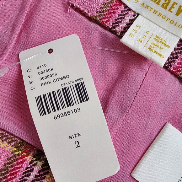 Maeve By Anthropologie Pink Combo Plaid Crop Top Size 2 - Picture 9 of 13